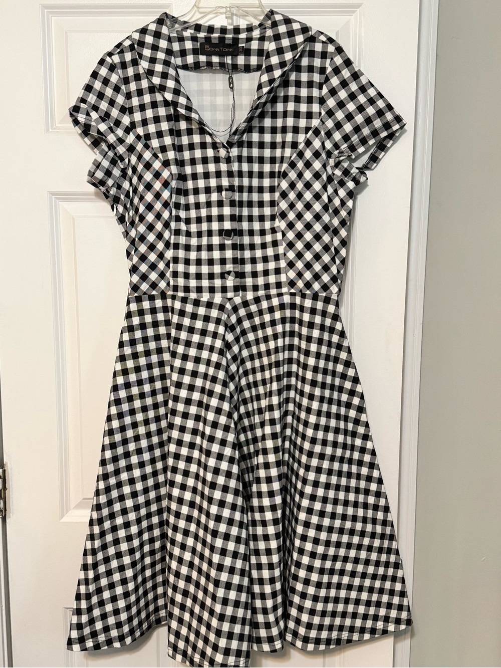 NWOT Gown Town Black White Gingham A-line 50’s Swing Circle Skirt Dress Plus 2XL